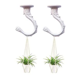 GDQLCNXB Ceiling Hooks 2.6"/65mm - Heavy Duty Swag Hook with Steel Screws Bolts and Toggle Wings for Hanging Plants Ceiling Installation Cavity Wall Fixing White - (2 Sets)