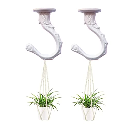 GDQLCNXB Ceiling Hooks 2.6"/65mm - Heavy Duty Swag Hook with Steel Screws Bolts and Toggle Wings for Hanging Plants Ceiling Installation Cavity Wall Fixing White - (2 Sets)