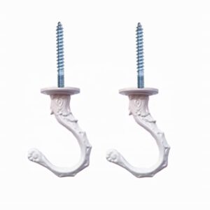 GDQLCNXB Ceiling Hooks 2.6"/65mm - Heavy Duty Swag Hook with Steel Screws Bolts and Toggle Wings for Hanging Plants Ceiling Installation Cavity Wall Fixing White - (2 Sets)