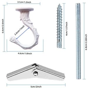 GDQLCNXB Ceiling Hooks 2.6"/65mm - Heavy Duty Swag Hook with Steel Screws Bolts and Toggle Wings for Hanging Plants Ceiling Installation Cavity Wall Fixing White - (2 Sets)