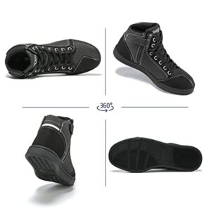 IRON JIA'S Motorcycle Shoes Men Streetbike Casual Accessories Breathable Protective Gear Powersport Anti-Slip Footwear Black 10