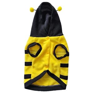 dog bee costume pet cute coat puppy clothes cat bumblebee apparel with hoodies for small and medium dog (m)