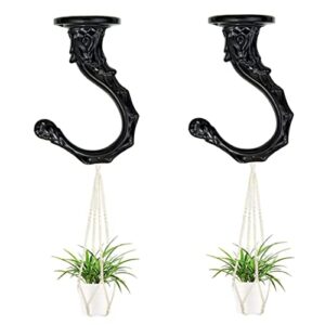 GDQLCNXB Ceiling Hooks 2.6"/65mm - Heavy Duty Swag Hook with Steel Screws Bolts and Toggle Wings for Hanging Plants Ceiling Installation Cavity Wall Fixing Black - (2 Sets)