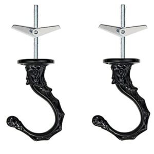 GDQLCNXB Ceiling Hooks 2.6"/65mm - Heavy Duty Swag Hook with Steel Screws Bolts and Toggle Wings for Hanging Plants Ceiling Installation Cavity Wall Fixing Black - (2 Sets)