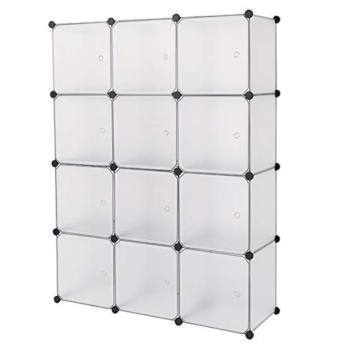 12-Cube Storage Shelf Cube Shelving Bookcase Bookshelf Organizing Closet Toy Organizer Cabinet White Color