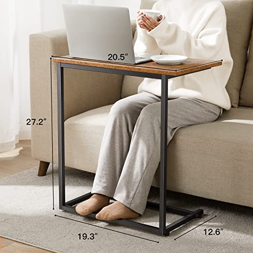 Pipishell C Shaped End Table 27 inches High, Side Table for Couch Slide Under, C Table Sofa Side End Table for Living Room PIET06