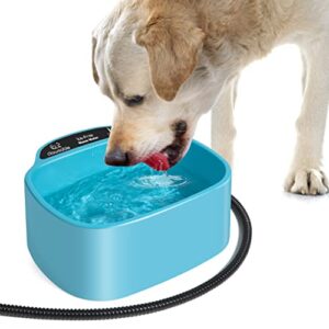 heated water bowl for dog & cat, outdoor heated dog bowl provides drinkable water in winter, heated pet bowl for outside, smart thermal-dish for rabbit, chicken, duck, squirrel, 0.8 gallon 35 watts