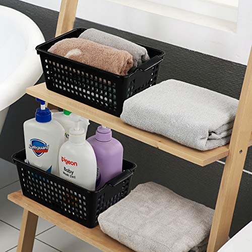 Bblina Small Storage Baskets, 6 Packs Plastic Organizer Basket Bins, Black