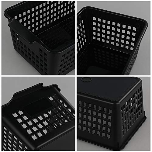 Bblina Small Storage Baskets, 6 Packs Plastic Organizer Basket Bins, Black