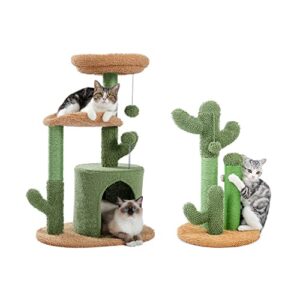 pawz road cat tree 32 inches cactus cat tower bundle with 23 inches cactus cat scratcher featuring with 3 scratching poles