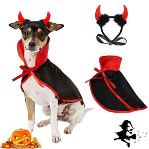 halloween large dog costume 2pack cute cat dog cosplay devil hat headband adjustable vampire cloak funny hair hoop cape for medium large dogs holiday dress supplies