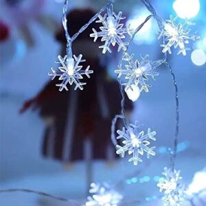 Dazzle Bright Christmas Snowflake String Lights, 2 Pack 50 LED 25 FT Battery Operated Christmas Lights with 2 Lighting Modes for Indoor Outdoor Xmas Tree Party Decorations, White