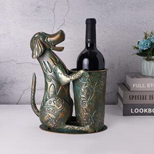 MMEXPER Green Bronze Wine Rack Single Wine Bottle Holder for Home Kitchen Display Shelf Gift