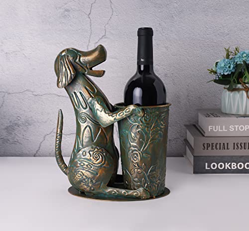 MMEXPER Green Bronze Wine Rack Single Wine Bottle Holder for Home Kitchen Display Shelf Gift