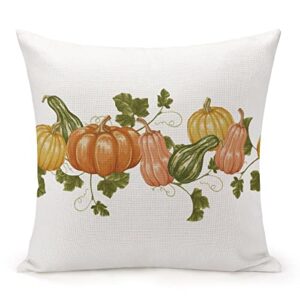 welcome pumpkins watercolor decorative pillows thanksgiving halloween fall decor rustic comfortable square pillow shams for home sofa couch decoration zippered homeowner gift 18x18