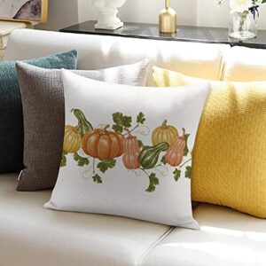 Welcome Pumpkins Watercolor Decorative Pillows Thanksgiving Halloween Fall Decor Rustic Comfortable Square Pillow Shams for Home Sofa Couch Decoration Zippered Homeowner Gift 18x18