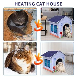 Heated Cat Houses for Indoor/Outdoor Cats with Heated Cat Bed Providing Safe Feral Cats, Easy to Assemble