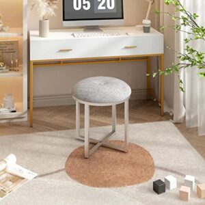 Vanity Stool Vanity Bench Round - Make Up Chair Grey Silver Vanity Stool for Makeup Room White Chair Makeup Stool Chair for Vanity White Metal Vanity Chair Bench Seat NO pre-drilled Holes