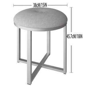 Vanity Stool Vanity Bench Round - Make Up Chair Grey Silver Vanity Stool for Makeup Room White Chair Makeup Stool Chair for Vanity White Metal Vanity Chair Bench Seat NO pre-drilled Holes