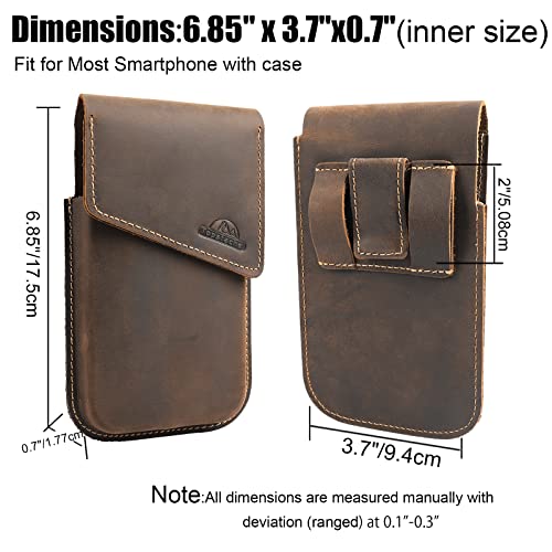 Topstache Leather Phone Holster,Samsung S22 Plus Belt Holder, Case for Belt,Universal Phone Pouch with Belt Clip for iPhone 13 Pro Max/14 Pro Max, Flip Cellphone Cases