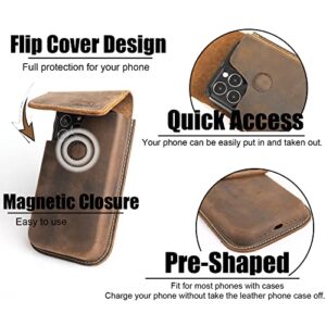 Topstache Leather Phone Holster,Samsung S22 Plus Belt Holder, Case for Belt,Universal Phone Pouch with Belt Clip for iPhone 13 Pro Max/14 Pro Max, Flip Cellphone Cases