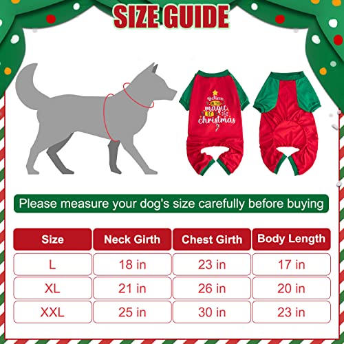 FATCOOLGOO Christmas Dog Pajamas for Medium Large Dogs - Super Soft Stretchy Warm Pet Jumpsuit for Winter Autumn Fall, Cute Holiday Theme Sweater Cloth Costume for Dog Cat