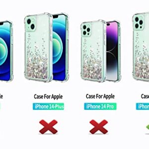 SunStory for iPhone 14 Pro Max Case Clear Glitter with Tempered Glass Screen Protector [2 Packs] Moving Shiny Quicksand Glitter and PC+TPU Phone Case for iPhone 14 Pro Max (6.7inch) (Silver)