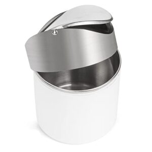 ZOOFOX 2 Pack Mini Trash Can, White Stainless Steel Garbage Bin with Swing Lid, Small Countertop Trash Can for Home, Office, Kitchen, Vanity Tabletop, Bedroom, Car