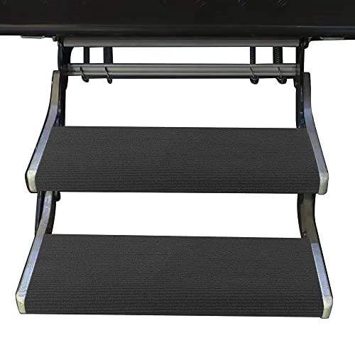 NEWFOM RV Step Rug Wraparound Radius Camper Stair Cover Trailer Step Carpet 18-23 Inch Wide RV Step Covers 2PCS (18" Width, 8-9" Depth 2pcs)