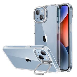 esr classic kickstand case compatible with iphone 14 and iphone 13, clear case with stand, military-grade protection, built-in camera ring stand, scratch-resistant acrylic back, clear