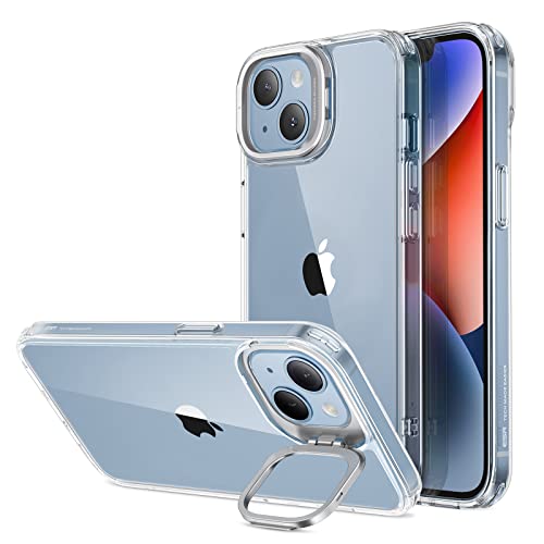 ESR Classic Kickstand Case Compatible with iPhone 14 and iPhone 13, Clear Case with Stand, Military-Grade Protection, Built-in Camera Ring Stand, Scratch-Resistant Acrylic Back, Clear