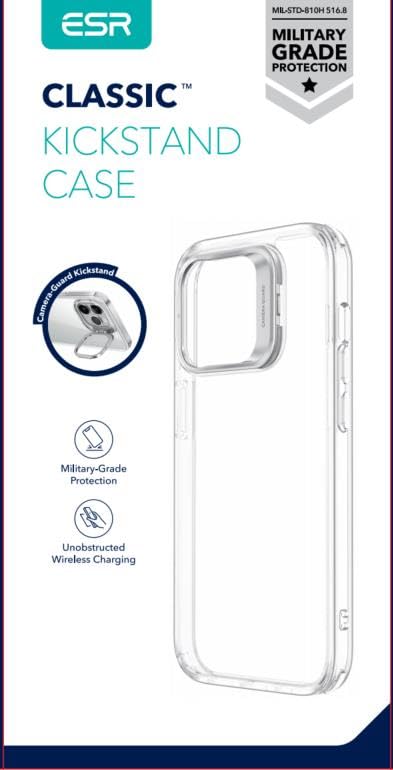 ESR Classic Kickstand Case Compatible with iPhone 14 and iPhone 13, Clear Case with Stand, Military-Grade Protection, Built-in Camera Ring Stand, Scratch-Resistant Acrylic Back, Clear