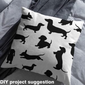 Feelyou Cute Dog Fabric by The Yard, Cartoon Dachshunds Puppy Upholstery Fabric for Chairs, Dog Lover Decorative Fabric for Home DIY Projects, Outdoor Fabric, 1 Yard, Black White