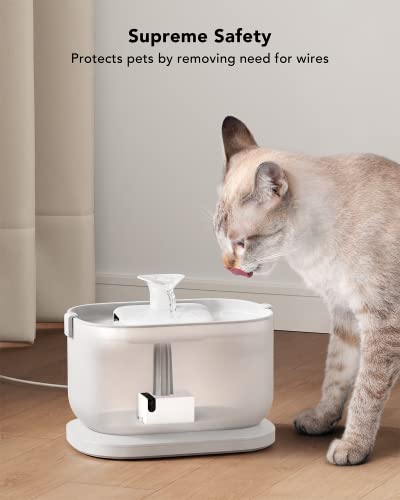 PETLIBRO Cat Water Fountain with Wireless Pump, 2.5L/84oz Dockstream Automatic Pet Water Fountain, Easy to Clean & Assemble, BPA-Free Cat Fountain Water Bowl, Dog Water Dispenser with Two Flow Modes