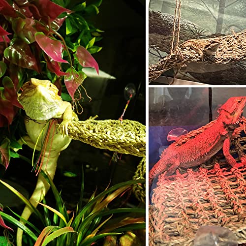 MUYG Bearded Dragon Tank Hammock,Natural Seagrass Reptile Lounger Hammocks Decor Flexible Leaves Jungle Climber Vines Habitat Accessories for Lizard Chameleon Gecko Snakes(5 PCS)