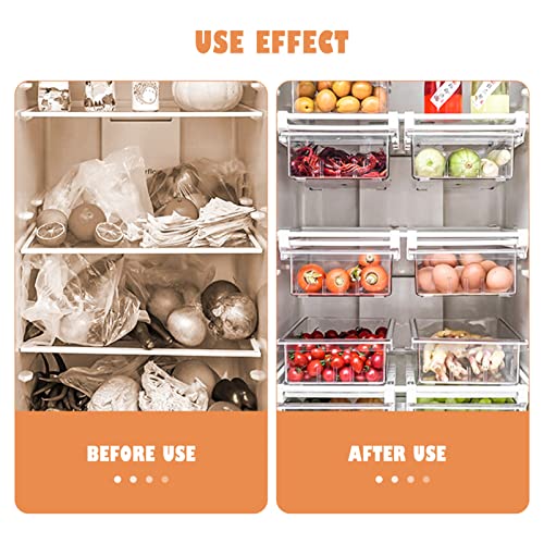 DOITOOL Refrigerator Organizer Drawer Refrigerator Organizer Bins Refrigerator Storage Box for Fridge Shelf Under 0.6 for Refrigerator Storage Snacks Egg Fruit Vegetable (NOT Divided Sections)