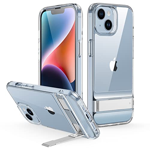 ESR for iPhone 14 Plus Case, 3 Stand Modes, Military-Grade Drop Protection, Supports Wireless Charging, Slim Back Cover with Stand, Phone Case for iPhone 14 Plus, Metal Kickstand Case, Clear