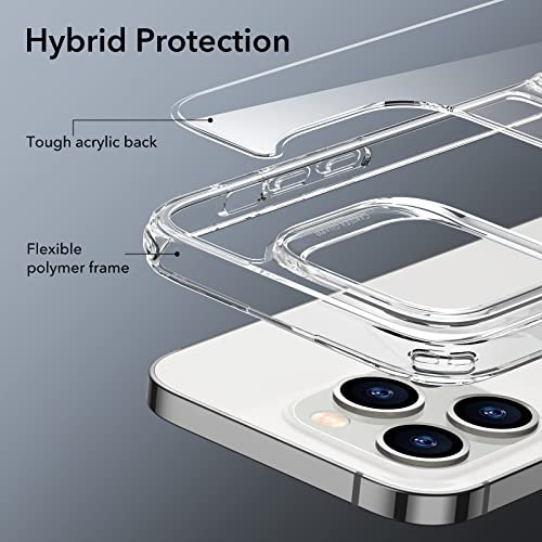 ESR for iPhone 14 Pro Case, 3 Stand Modes, Military-Grade Drop Protection, Supports Wireless Charging, Slim Back Cover with Stand, Phone Case for iPhone 14 Pro, Metal Kickstand Case, Clear