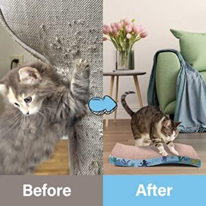 Wullu Planet Cat Scratch Board Cardboard Cat Scratcher for Indoor Cats Reversible Cat Scratching Pad with Catnip (Blue)