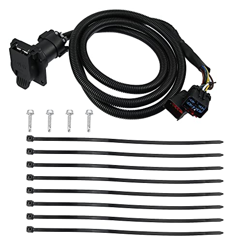 X AUTOHAUX 7-Foot 7 Pin Trailer Wiring Harness Extension Connector Vehicle-Side Truck Bed 7 Way RV Wiring Plug Harness Extension for Dodge for Ram 1500 2500 3500 Dakota