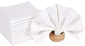 cloth napkin in cotton 10x10 white ,wedding napkins,cocktails napkins,fabric napkins,cotton napkins mitered corners ,machine washable dinner napkins hemstitched,set of 12