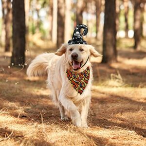 Dog Halloween Costumes, Adjustable Halloween Hat and Bandana Scarf for Dog, Funny Pet Halloween Party Dressup (Black)