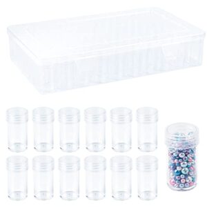 framendino, 60 grids diamond painting storage container jars with lid 64 pcs label stickers plastic beads container for diy diamond nail art crafts seeds