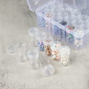 Framendino, 60 Grids Diamond Painting Storage Container Jars with Lid 64 Pcs Label Stickers Plastic Beads Container for DIY Diamond Nail Art Crafts Seeds