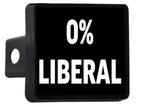 funny conservative republican warning 0% liberal trailer hitch cover plug