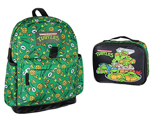 INTIMO Nickelodeon Teenage Mutant Ninja Turtles Got Pizza? Leonardo Raphael Donatello Michelangelo 2 Pc Lunch Box Backpack Set