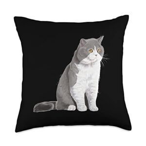 british shorthair gifts sitting cat british shorthair throw pillow, 18x18, multicolor