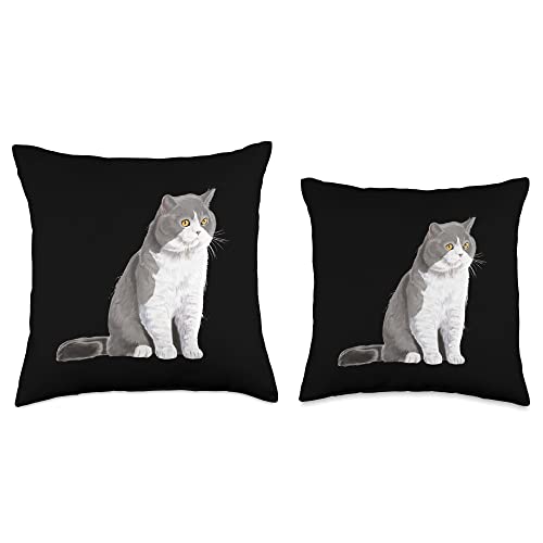 British Shorthair Gifts Sitting Cat British Shorthair Throw Pillow, 18x18, Multicolor