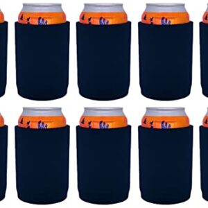 Blank Neoprene Full Bottom Can Coolie (10 Pack, Navy)