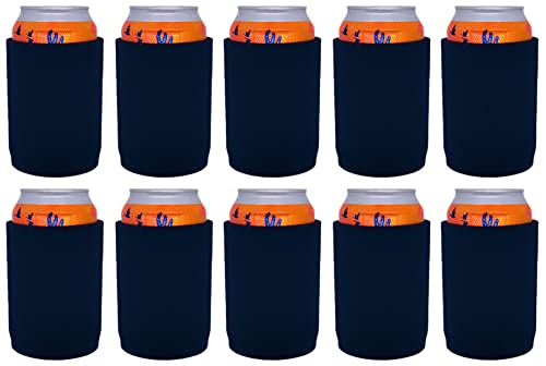 Blank Neoprene Full Bottom Can Coolie (10 Pack, Navy)